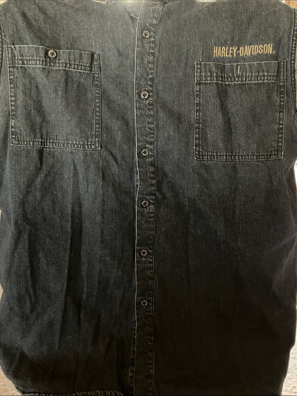 Harley-Davidson Black Button-Down Denim Shirt with Chest Pockets